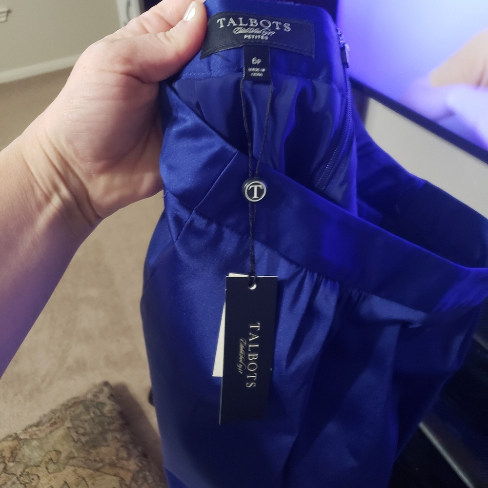 NWT Talbots 6p piercing blue satin maxi party skirt with pockets - Picture 8 of 8